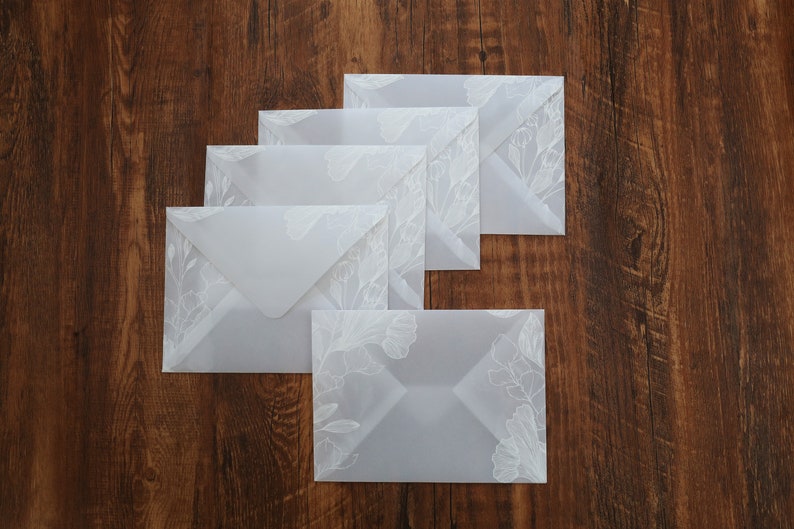 Clear printed vellum envelopes,Wedding Envelopes,Wedding invitation Envelopes image 3