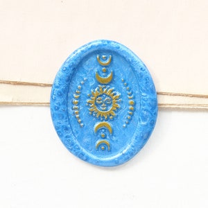 Mandala's Zon en Maan fase Wax zegel / ovale vorm Wax seal Stempel kit / Aangepaste Seal Wax Stempel / bruiloft wax zegel stempel