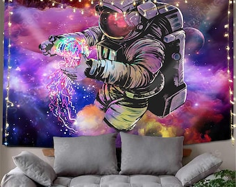 Spongebob in Space Tapestry Wall Hanging Tapestry Room Art Wall Home Bedroom Living Room Dorm Decor 59 x 39 Inch 100x150cm
