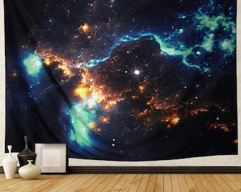 Galaxy Night Sky Tapestry Starry Space Tapestry Universe Stars Sky Tapestry Planet Tapestry for Living Room Bedroom Moon Lunar Eclipse Tapestry