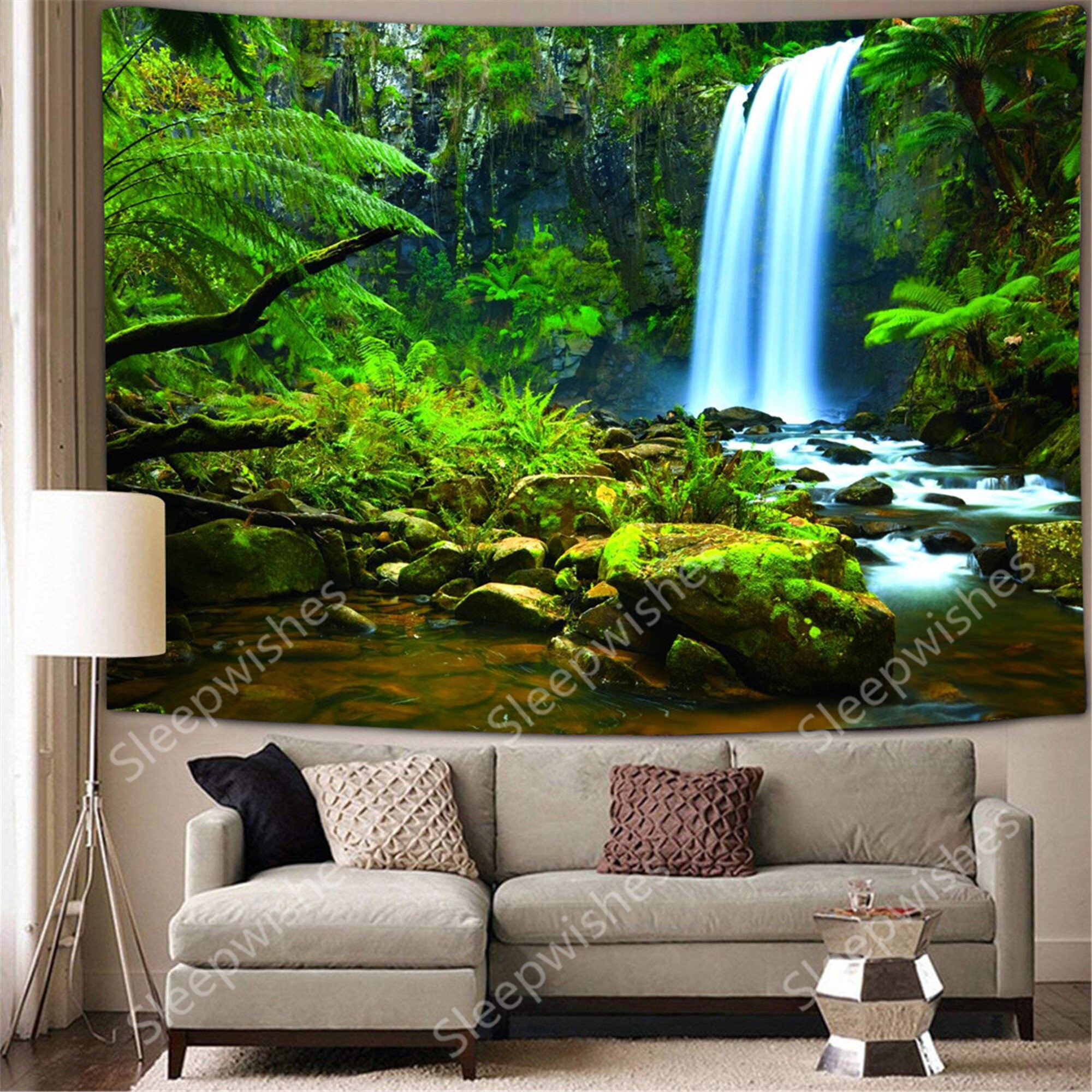 Amazon Rainforest Tapestry Waterfall Tapestry Forest Tree Etsy
