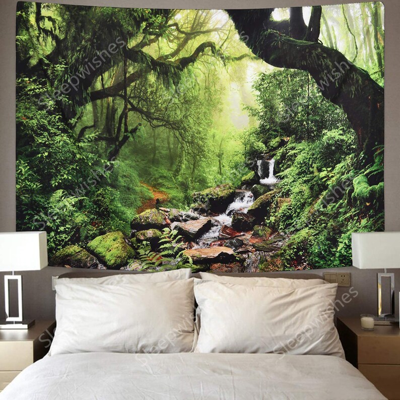Rainforest Landscape Tapestry Green Forest Tapestry Road Trees - Etsy