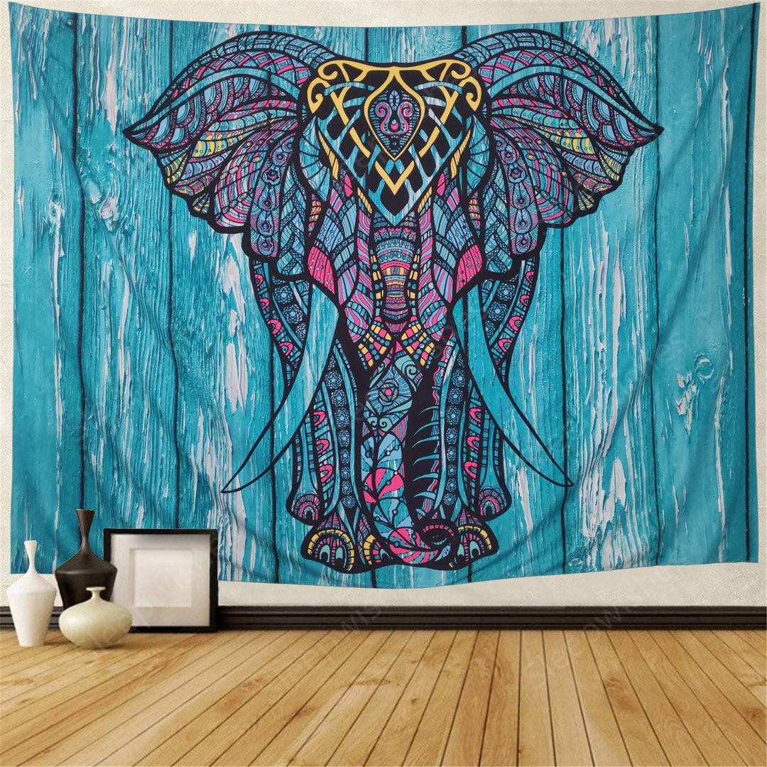Elephant Tapestry Wall Hanging Tapestry Blue Wall Tapestry Psychedelic Hippie Bohemian Tapestry