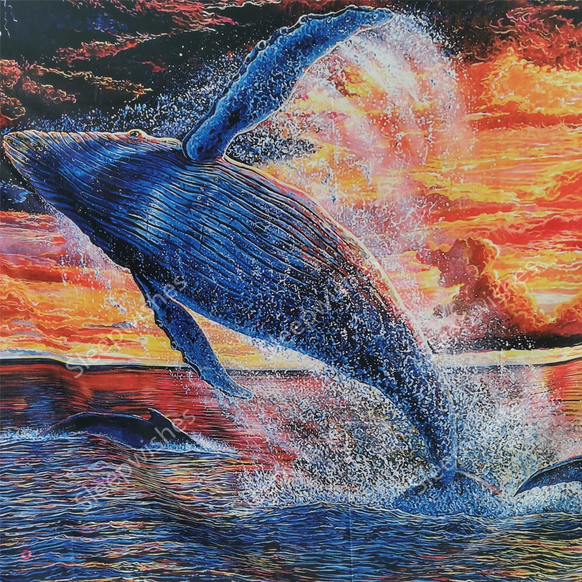Whale Tapestry Sunset Sea Tapestry Animal Tapestries Natural Etsy