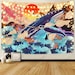 Japanese Ukiyo-e Tapestry Sea Wave Koi Tapestry Trippy Whale Tapestry Sunset Animal Tapestry for Dorm Bedroom Living Room