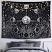 Moon Phase Tapestry Wall Hanging Black and White Tapestry Stars Starry Night Sky Universe Tapestry 