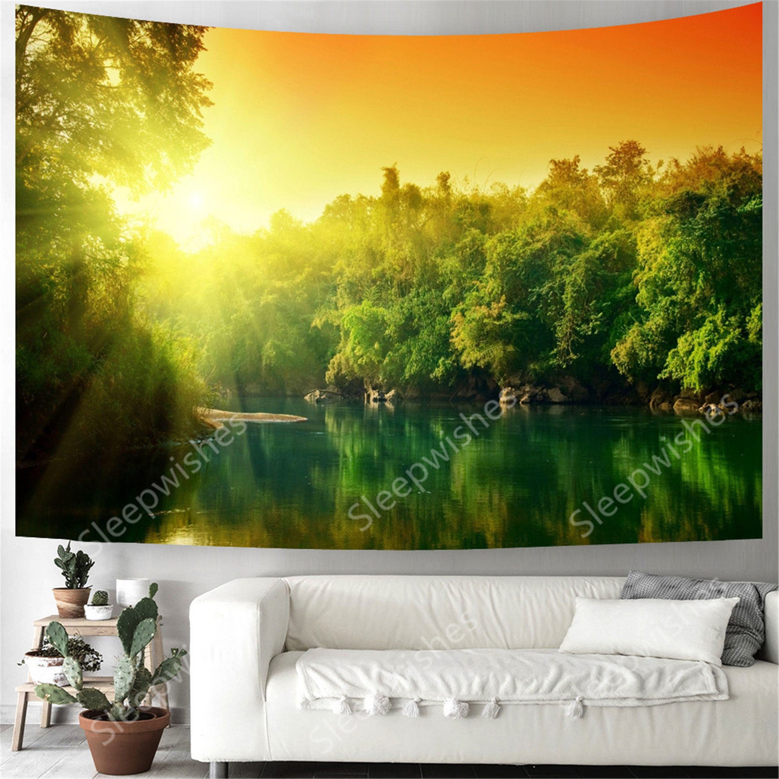 Amazon Rainforest Tapestry Green Tree Forest Tapestry Wall Etsy