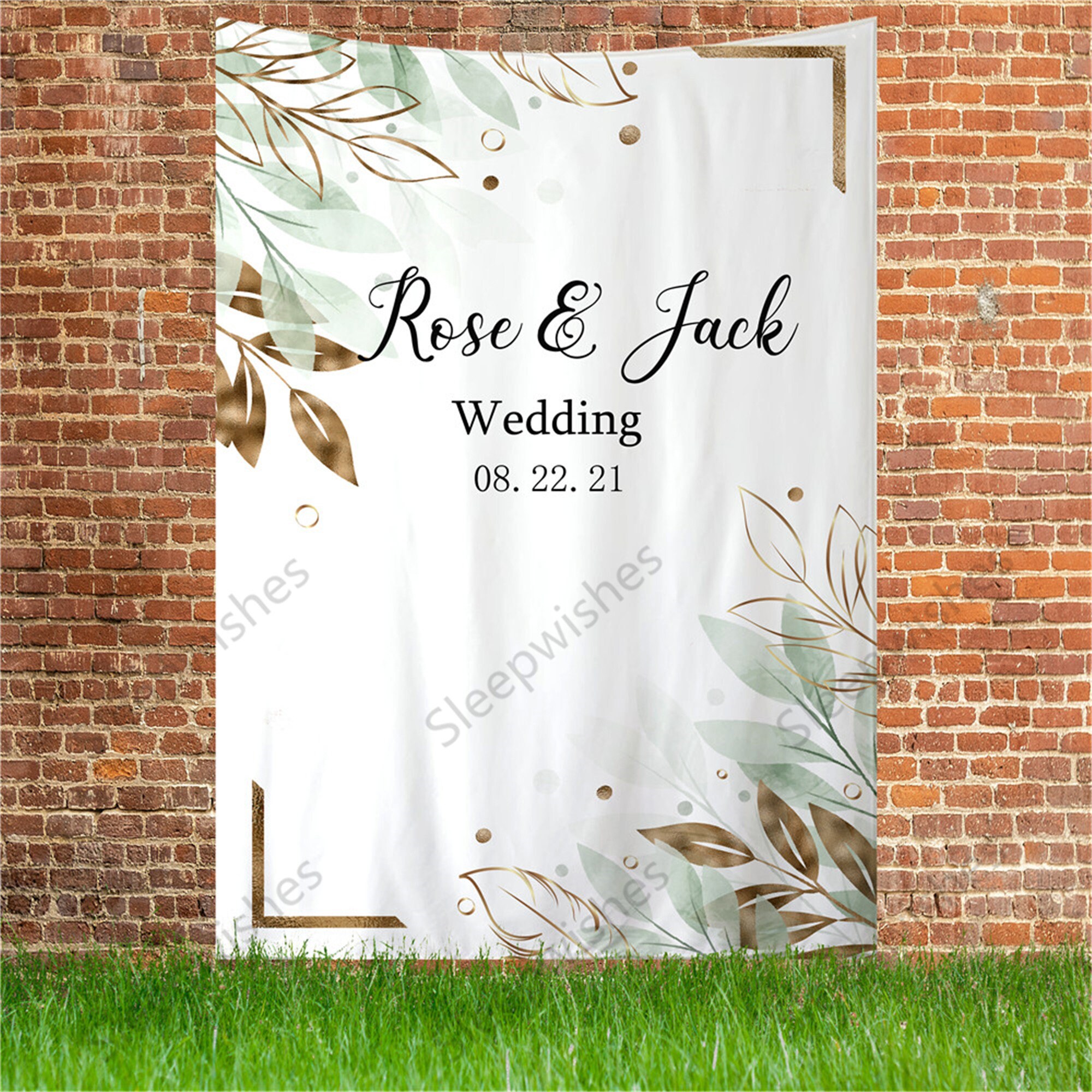 Custom Bridal Shower Backdrop Gold Floral Photography Backdrop Etsy