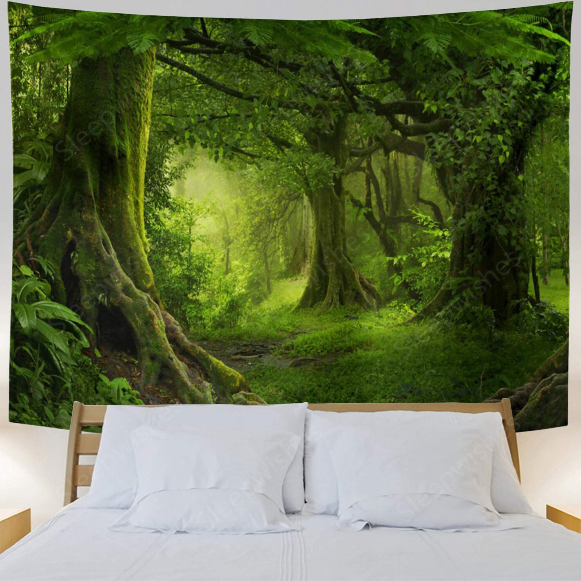Virgin Forest Tapestry Green Tree in Misty Forest Tapestry - Etsy