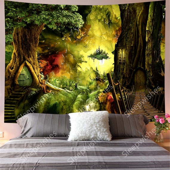 fantasy forest wall tapestry blanket wall hanger