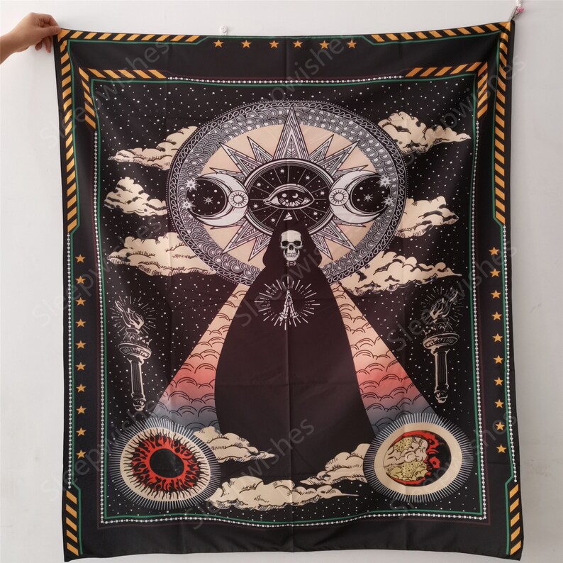 Wizard Skull Tapestry Solar Iris Tapestry Sun and Moon Etsy