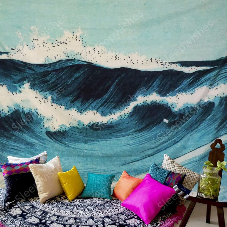 Ocean Wave Tapestry Wall Hanging Sea Tapestry Nature Landscape Etsy