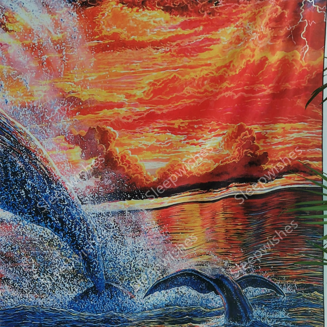 Whale Tapestry Sunset Sea Tapestry Animal Tapestries Natural Etsy