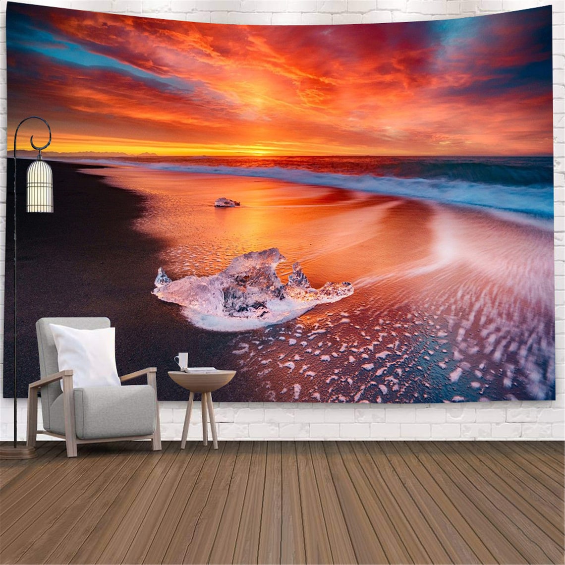 Hawaiian Beach Wave Tapestry Wall Hanging Splendid Sea Etsy