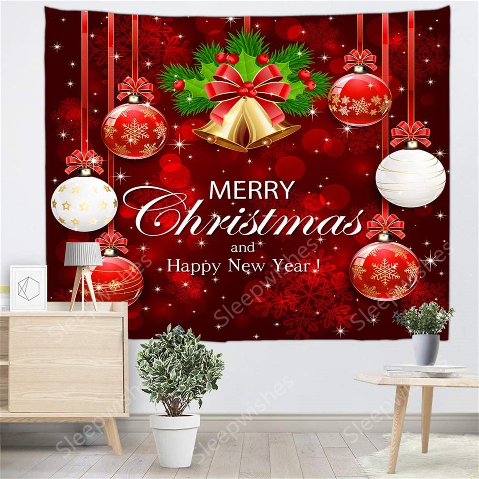 Merry Christmas Tapestry Wall Hanging Happy New Year Tapestry  Etsy