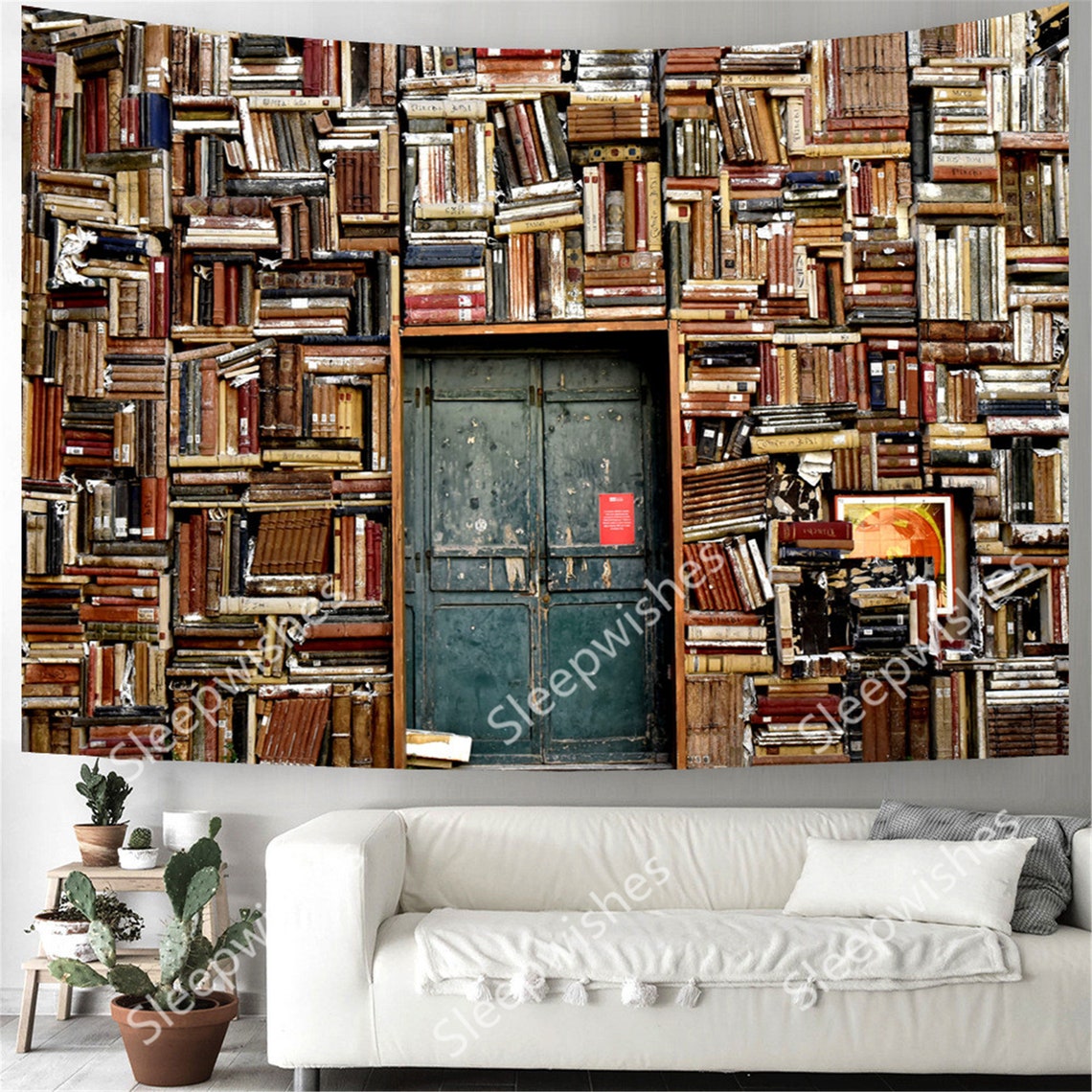 Books Tapestry Retro Bookstore Wallpapers Tapestry Wall Etsy