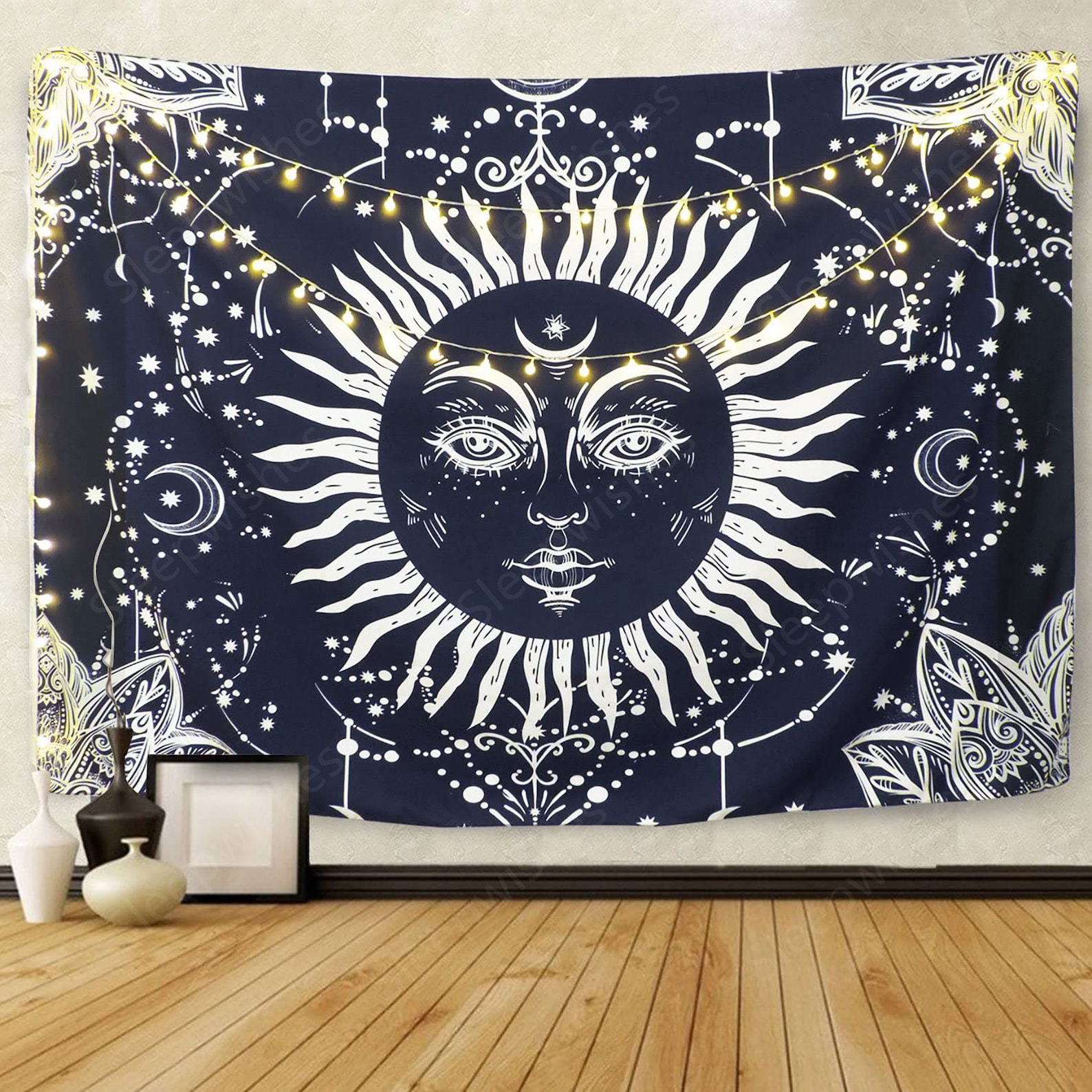 Psychedelic Moon and Sun Tapestry Wall Hanging Trippy Tapestry Etsy