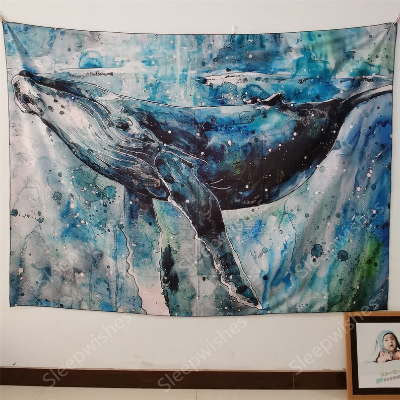 Whale Tapestry Animal Tapestry Sea Tapestry Watercolor Etsy