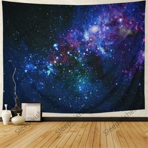 Galaxy Tapisserie Universum Sternenhimmel Wandbehang Milchstraße Weltraum Tapisserie Psychedelic Tapisserie Nebel Kopfteil Tapisserie für Zimmer