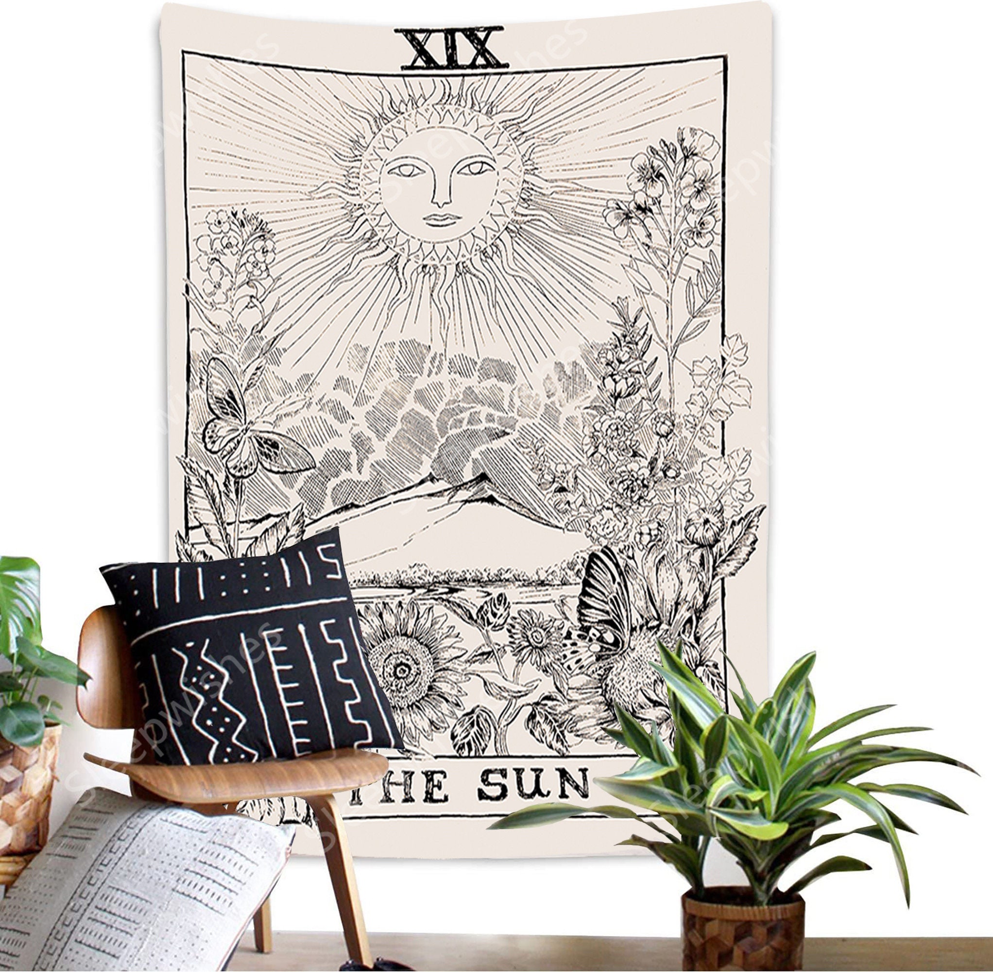 Tarot Tapestry Sun Tapestry Flowers Tapestry Wall Hanging Etsy Australia