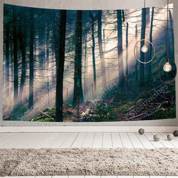 Mystic Forest Tapestry Wall Hanging Sunshine Through Trees