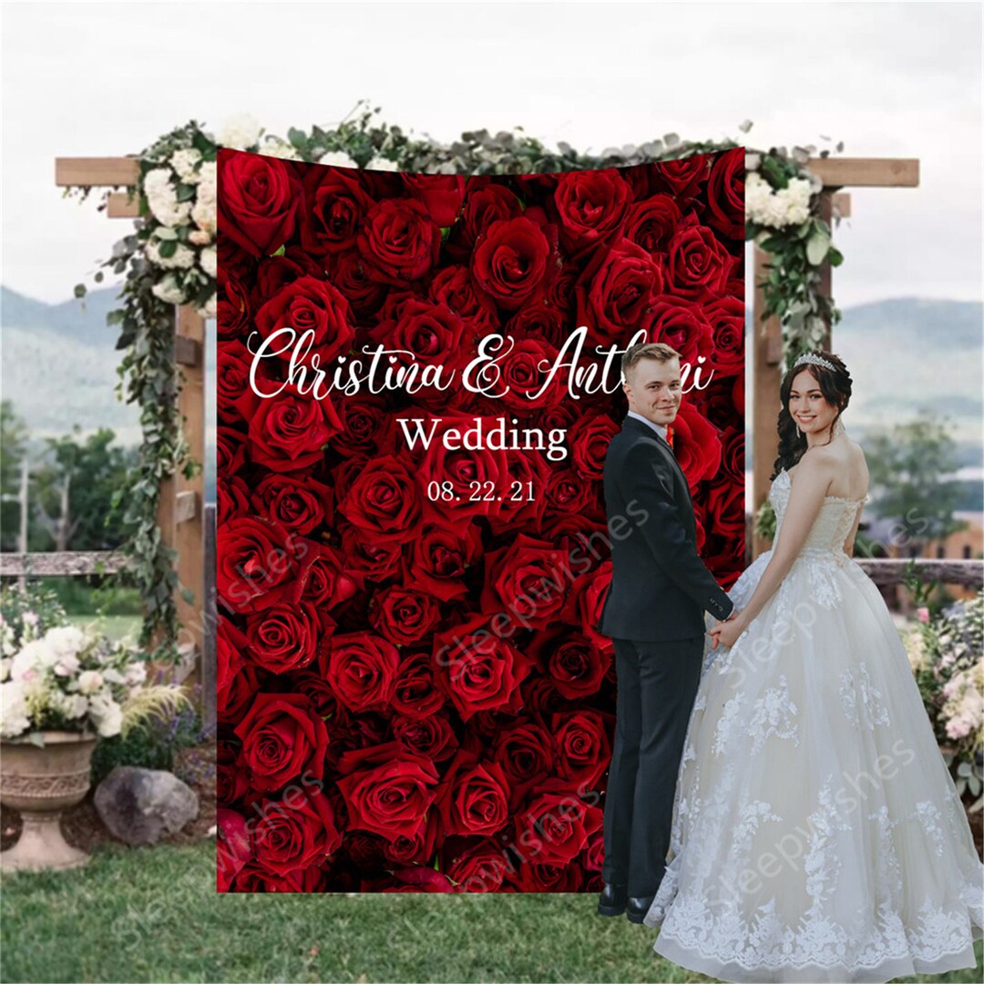 Red Rose Wedding Backdrop Custom Bridal Shower Backdrop Bridal Shower