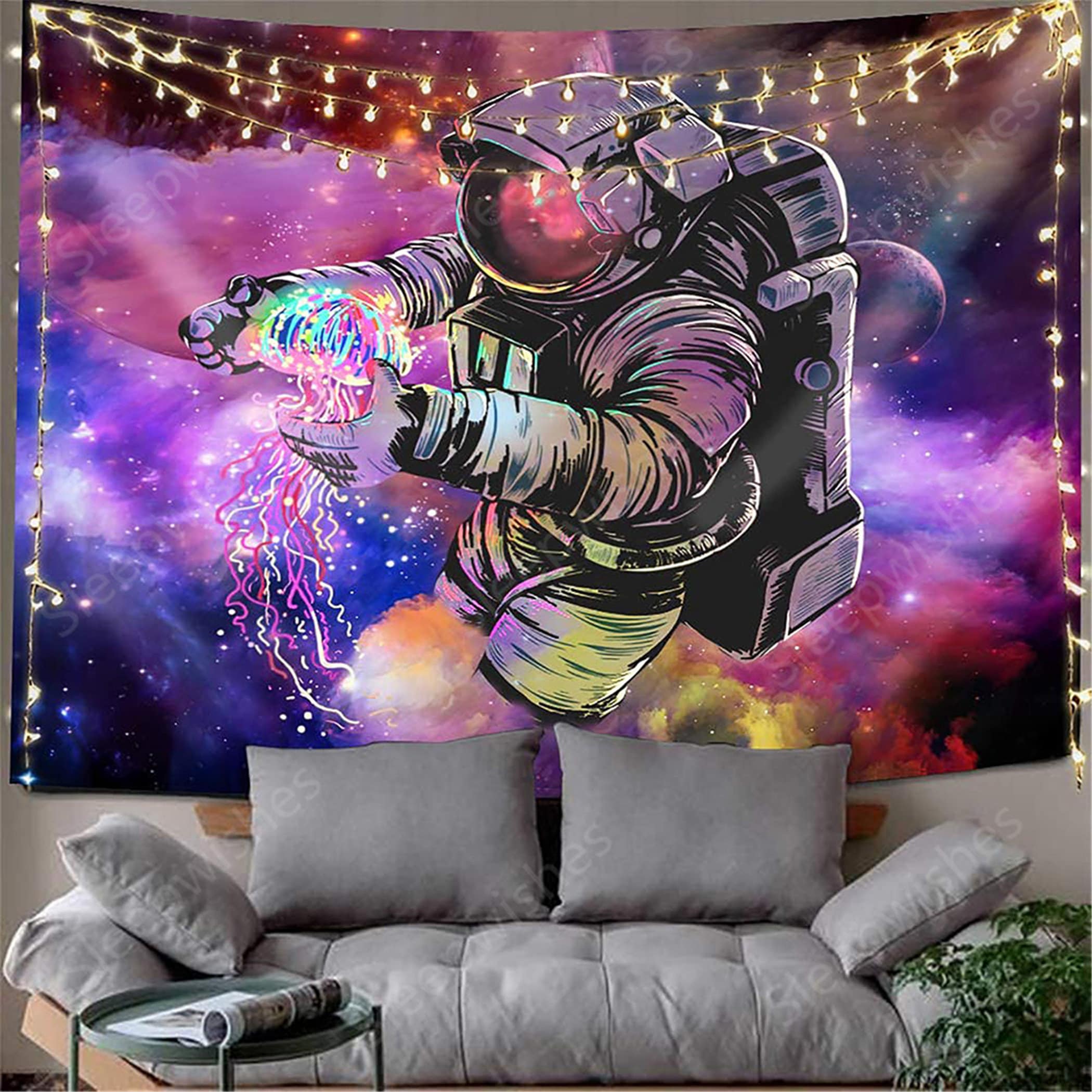 Astronaut Tapestry, Galaxy Tapestry Space Tapestry Funny Tapestry for  Bedroom Decor ，L v ng Room Or Dorm Wall A Hang ng Tapestry (Aerol  te&Astronaut, 59 n*51 n) 