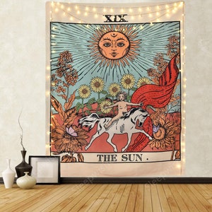 Tarot Tapestry Sun Tapestry Wall Hanging Mysterious Medieval Europe Divination Tapestries for Room