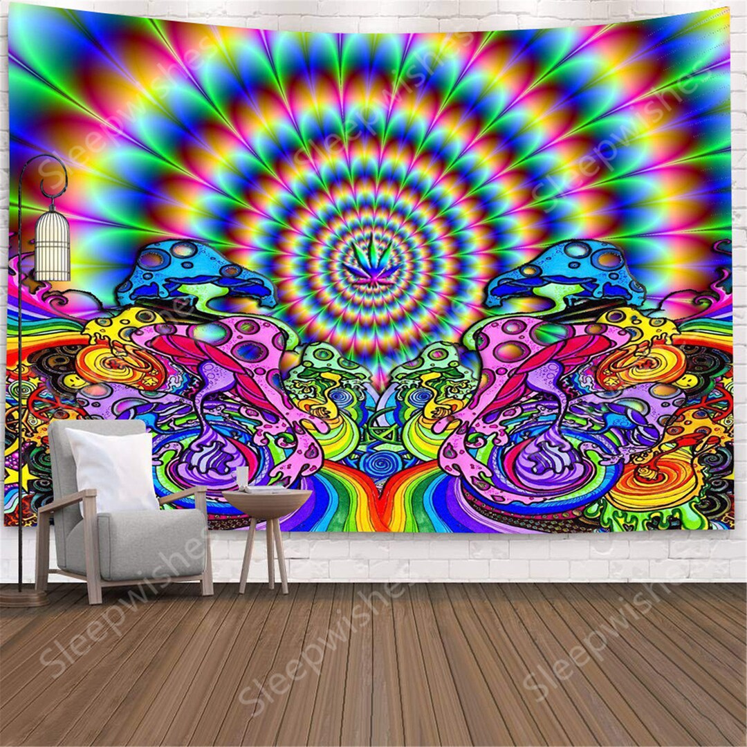 Psychedelic Tapestry Mushroom Tapestry Colorful Trippy Tapestry Nature