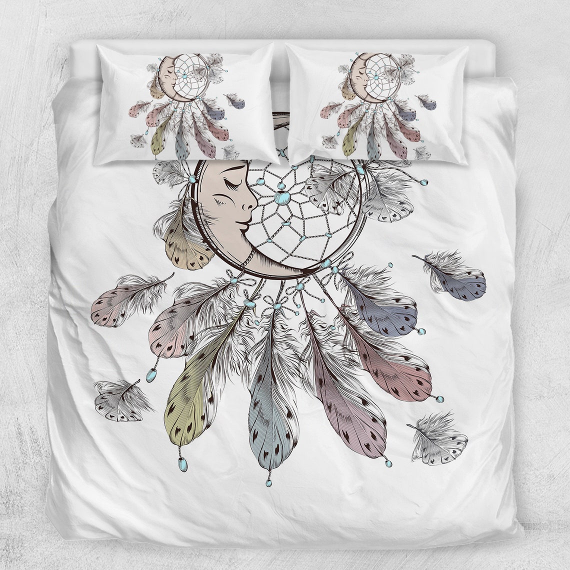 Dream Catcher Duvet Cover Moon Quilt Cover Set Leaf Bedding Etsy