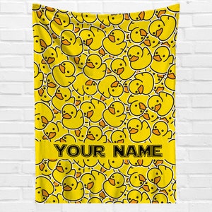 Custom Name Blanket Rubber Ducky Blanket Personalized Throw Blanket with Your Name for Bed Sofa Couch Kids Adults Gift