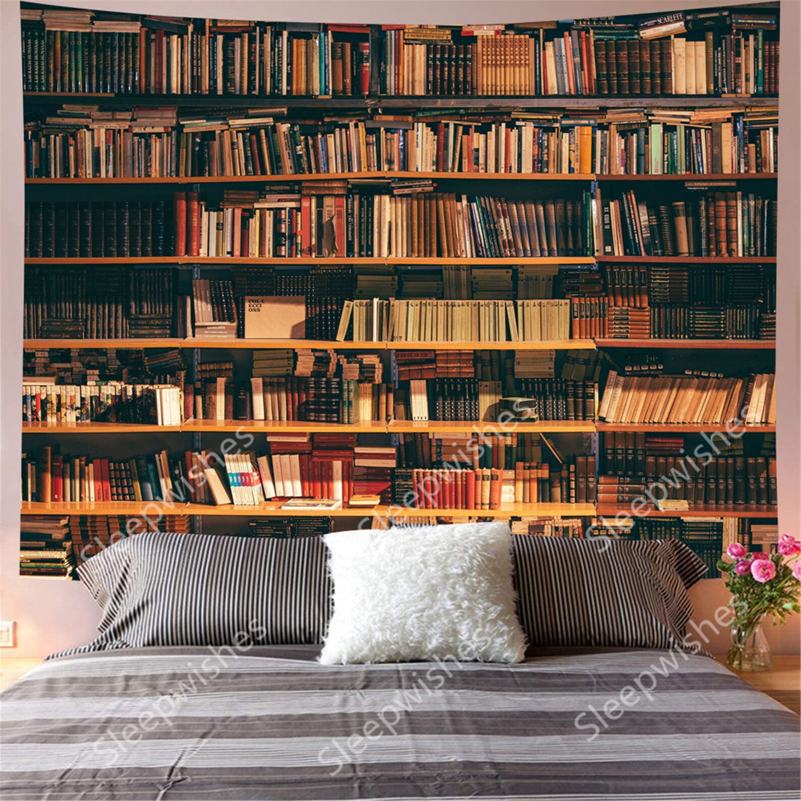 Books Tapestry Bookstore Wallpapers Tapestry Wall Hanging Etsy