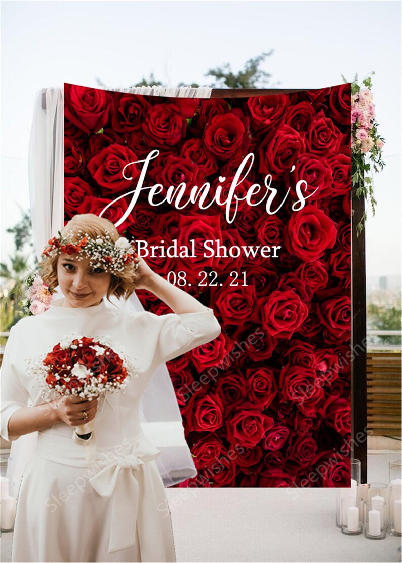 Red Rose Wedding Backdrop Custom Bridal Shower Backdrop Bridal Etsy