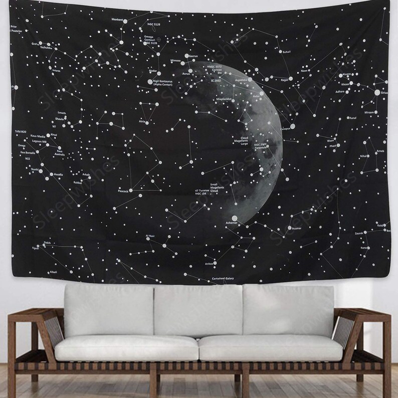 Moon Constellations Tapestry Wall Hanging Space Astrology Etsy Canada