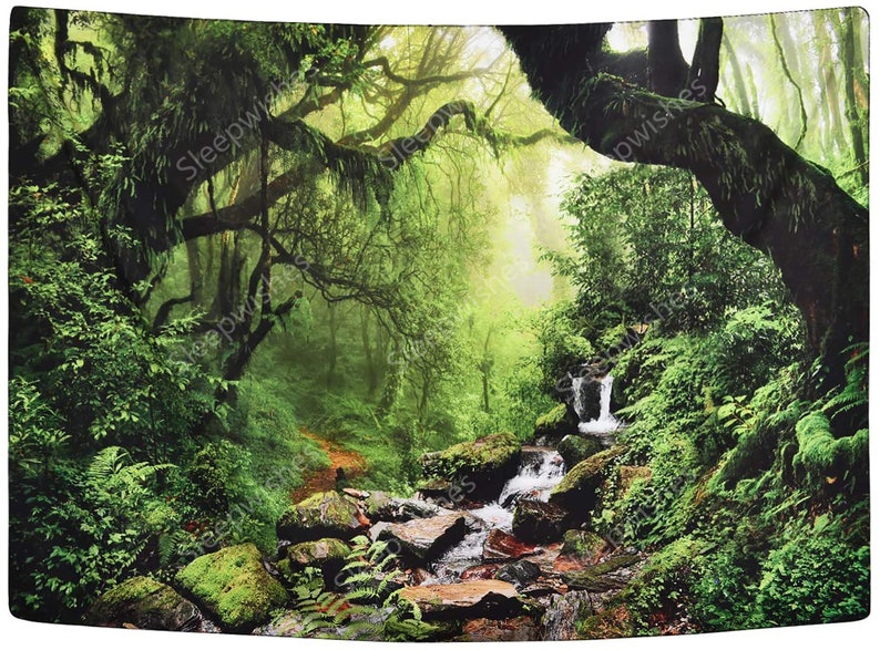 Rainforest Landscape Tapestry Green Forest Tapestry Road Trees - Etsy