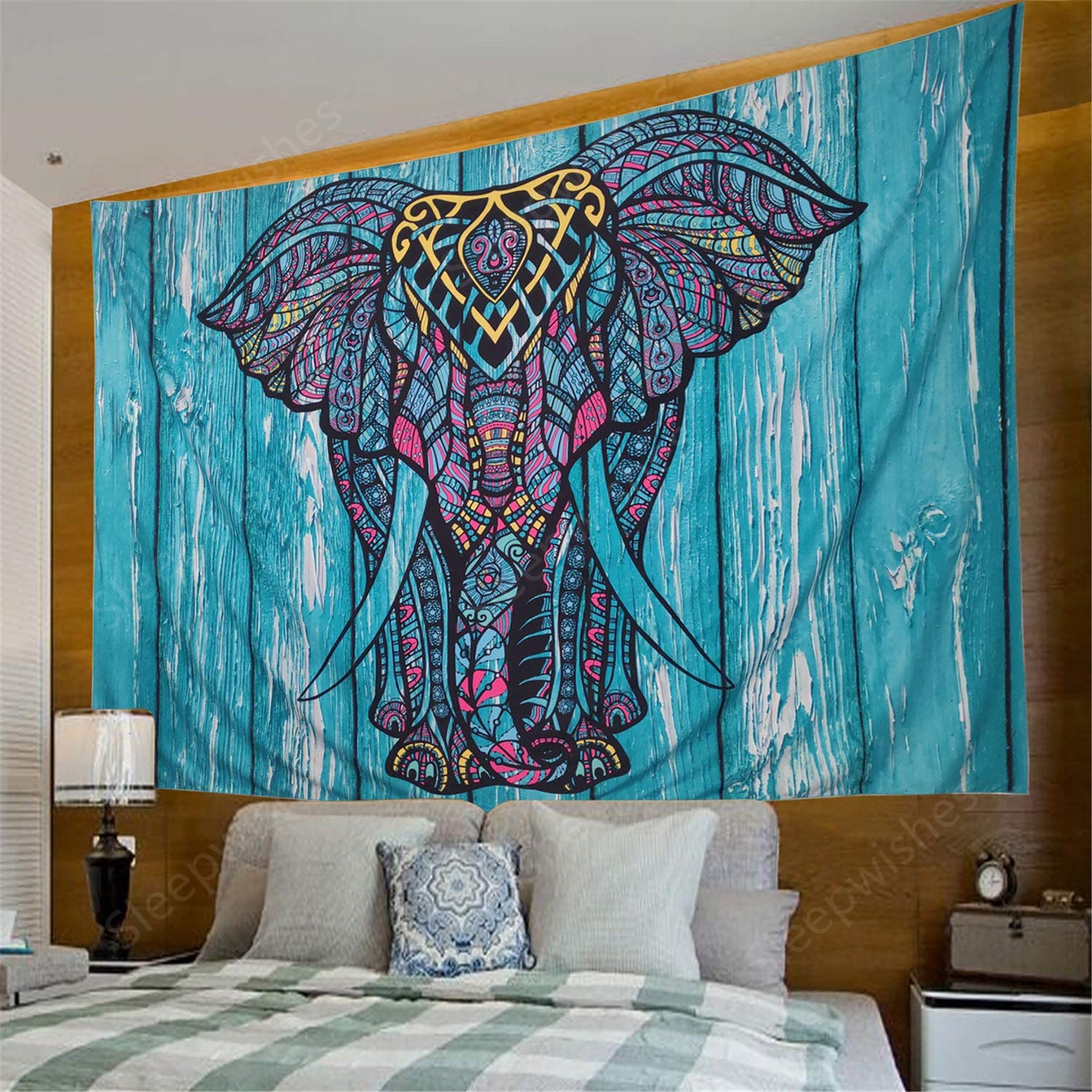 Elephant Tapestry Wall Hanging Tapestry Blue Wall Tapestry Etsy
