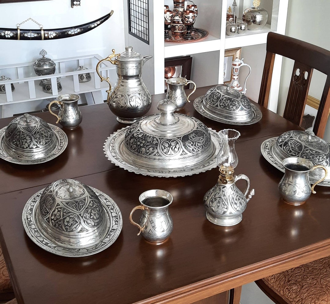 Copper Dining Set Copper Serving Plate and Top Unique Dining Etsy