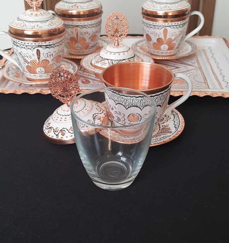 Turkish Tea Set, Copper Tea Set, Copper Tea Pot, Copper Tea Cups, Teapot Set, Housewarming Gift, Anniversary Wife, Home Gifts, Wedding Gift 画像 9