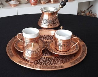 Turkish Coffee Set, Copper Coffee Pot, Arabic Coffee Set, Turkish Coffee Cup, Copper Gift Ideas, Anniversary Gift, Birthday Gift, New Favors