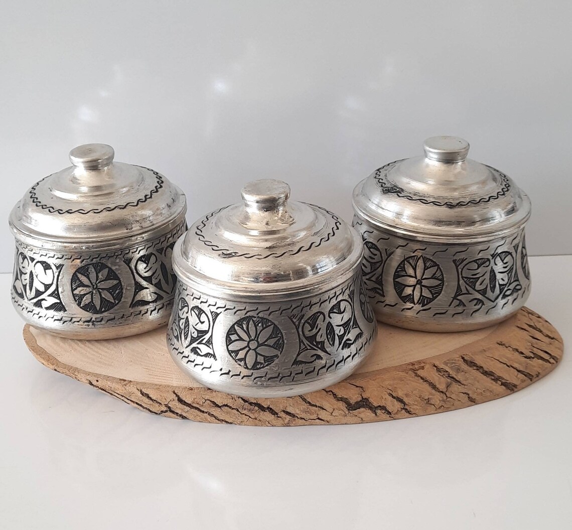 Copper condiment bowl set spice bowls with lids condiment Etsy