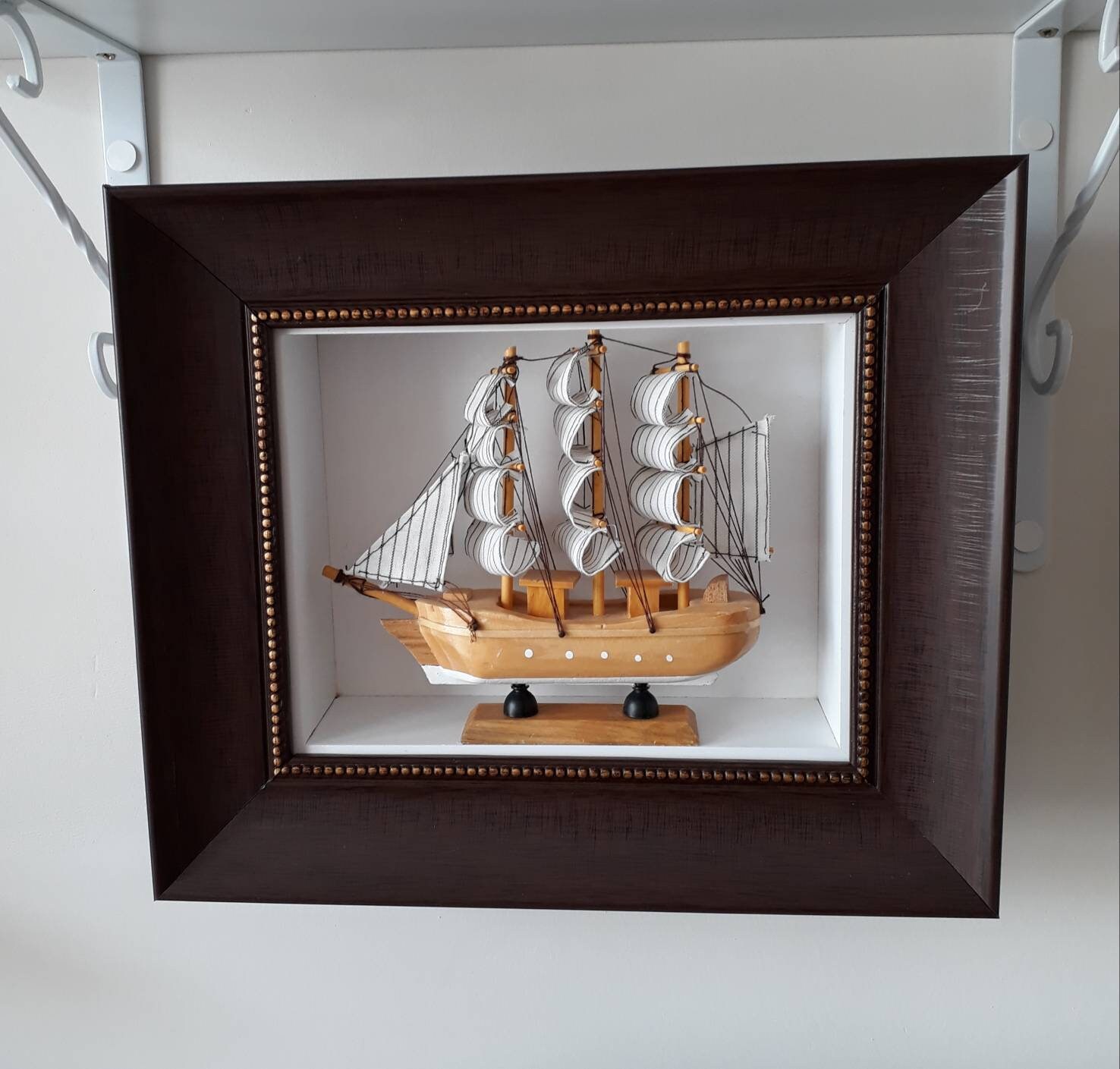 Framed Wall Art Maritime Wall Decor Wooden Model Ship Frame Etsy