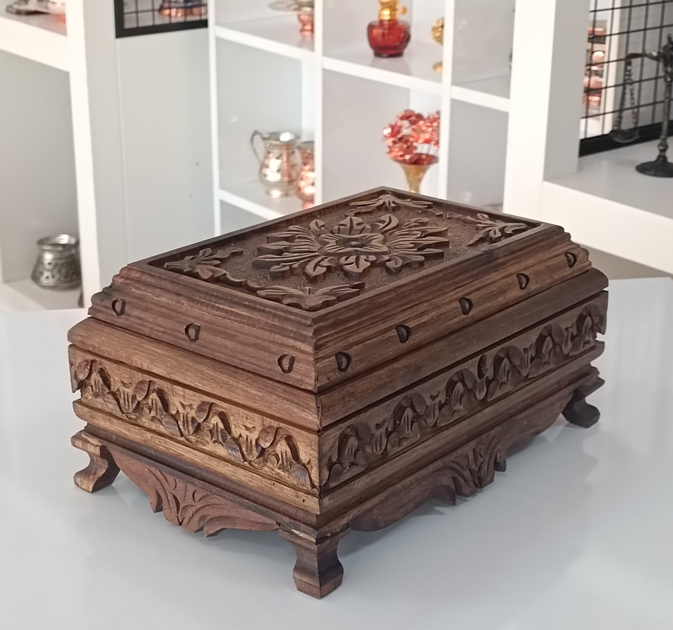 鍵付きジュエリーボックス、宝箱、鍵付き木製ジュエリーボックス