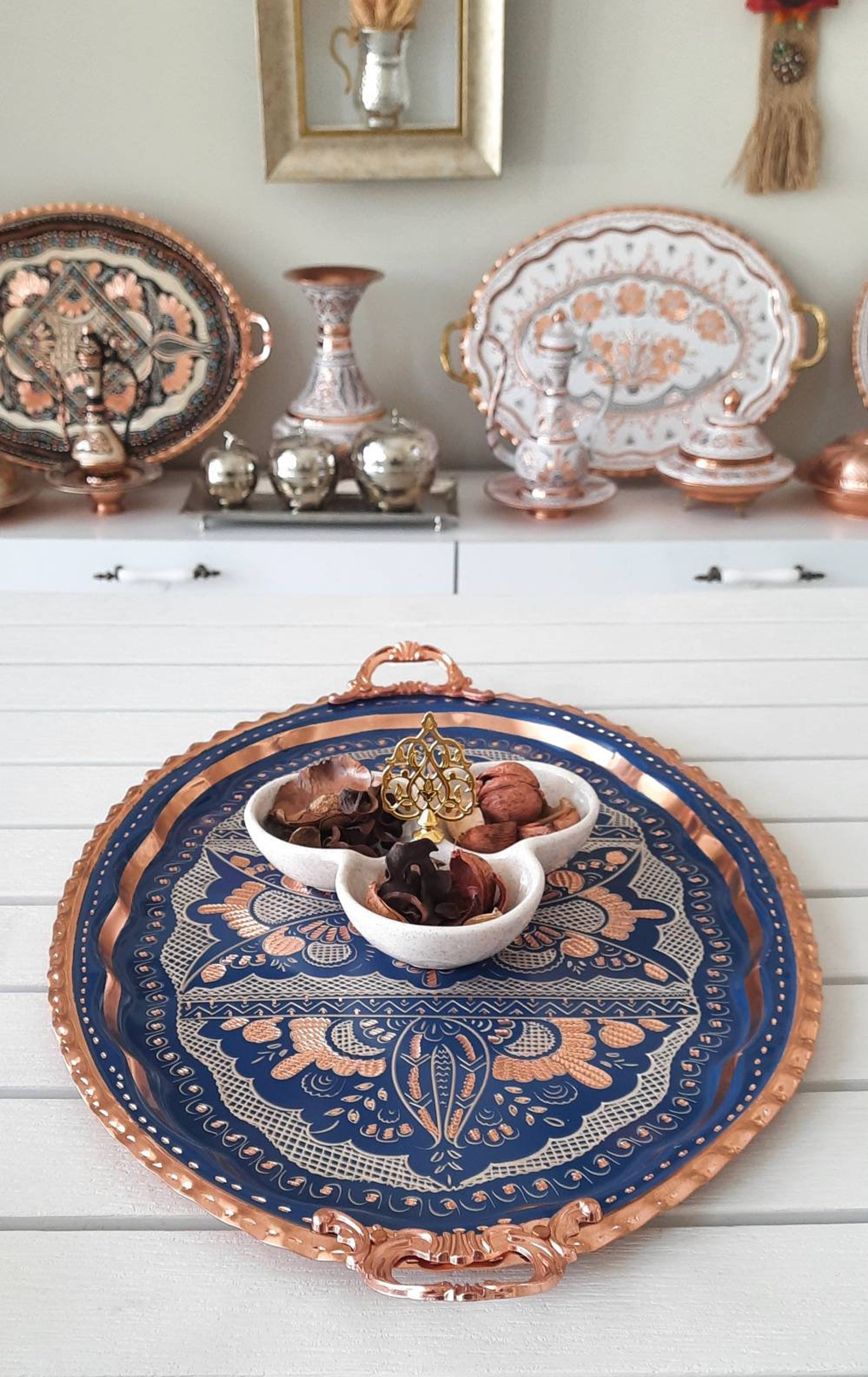 Turkish Serving Tray Large Turkish Coffee Tray Colorful Etsy