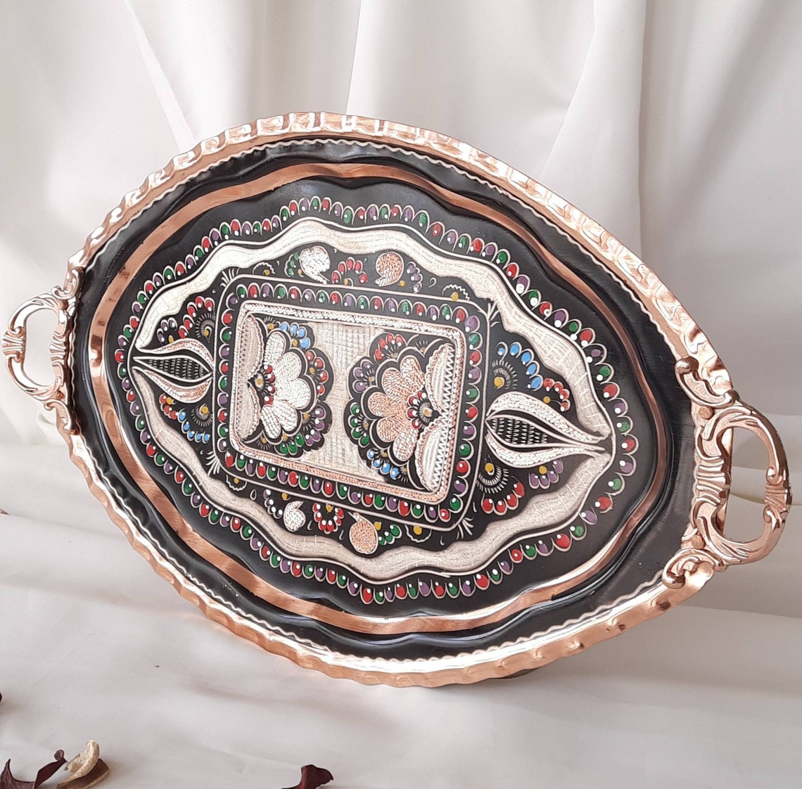 Turkish Copper Coffee Serving Tray Handcrafted Arabic Coffee Etsy