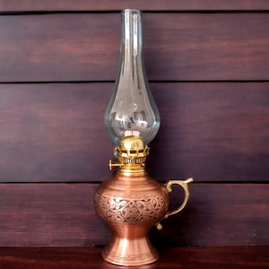 Copper oil lamp, victorian oil lamp, kerosene lamp, art deco oil lamp, luxury home decor, anniversary gifts, wedding gift, gifts for home
