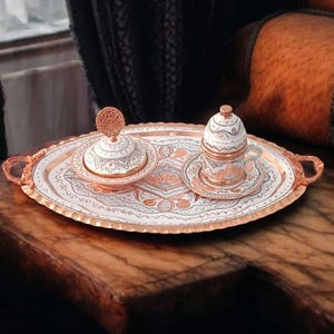 Copper Serving Tray, Turkish Copper Serving Tray, Unique Tray Ideas, Wedding Gift, Home Gifts, Housewarming Gift, Gifts for Host, Rustic