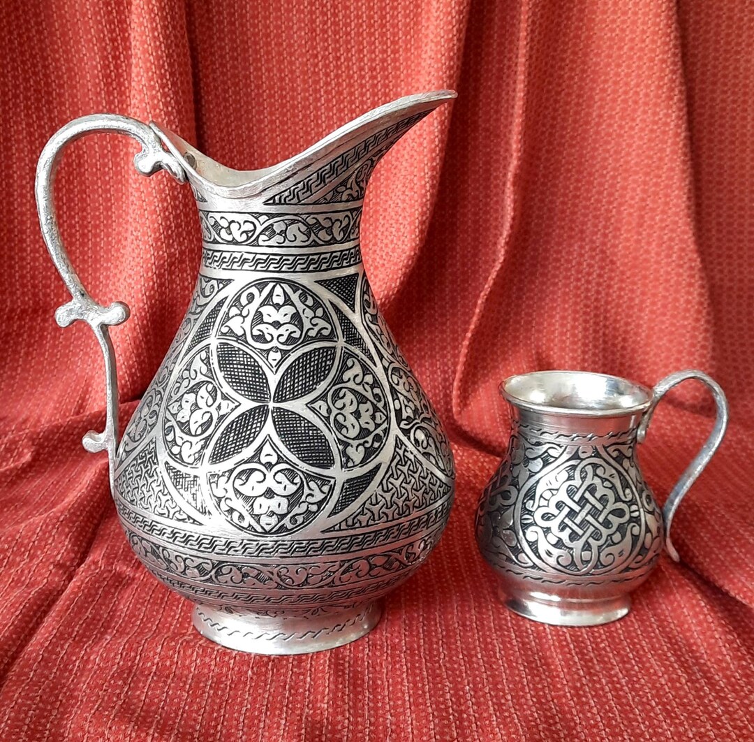 Copper Pitcher Set Copper Jug Copper Gift Ideas Etsy