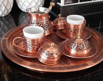 Turkish Coffee Set, Copper Coffee Set, Arabic Coffee Set, Unique Gift Ideas, Housewarming Gift, Copper Gift Ideas, Wedding Gift, New Favors