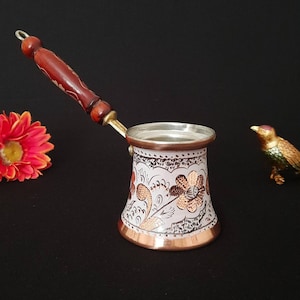 Reich verzierte Kupfer Kaffeekanne, türkische Kaffeekanne, arabische Kaffeekanne, dekorative Kaffeekanne, Geschenke für Mama, Küche Wohndekor, Wohndekor