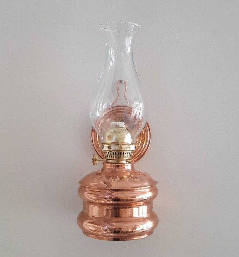 Wall Mounted Copper Oil Lamp, Wall Oil Lamp, Kerosene Lamp With Hanger, Farmhouse Decor, Rustic Home Decor, Housewarming Gift, New Favors image 3